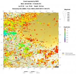 regional depth historical seismicity