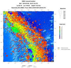 regional depth historical seismicity
