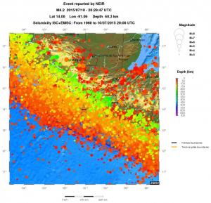 regional depth historical seismicity
