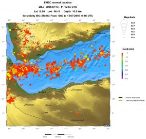 regional depth historical seismicity