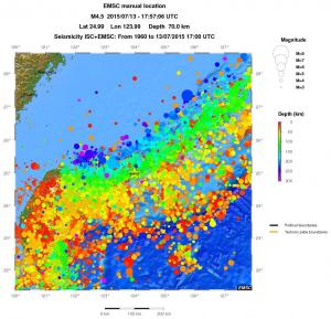 regional depth historical seismicity