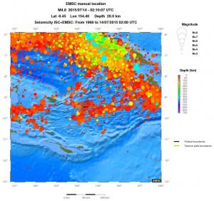 regional depth historical seismicity