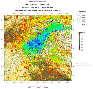 regional depth historical seismicity