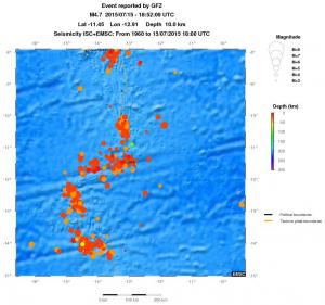 regional depth historical seismicity
