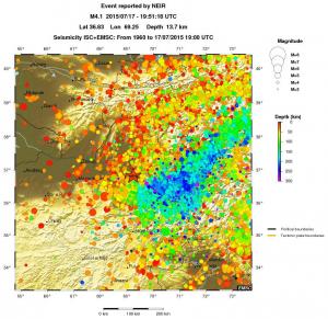 regional depth historical seismicity