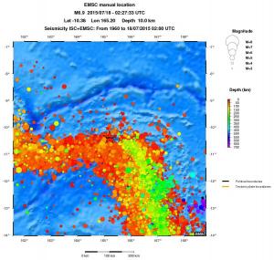 regional depth historical seismicity