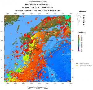 regional depth historical seismicity
