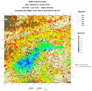 regional depth historical seismicity