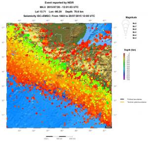 regional depth historical seismicity