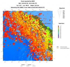 regional depth historical seismicity