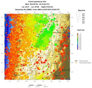regional depth historical seismicity