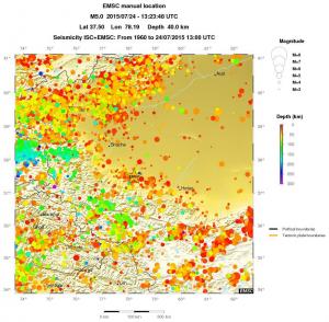 regional depth historical seismicity