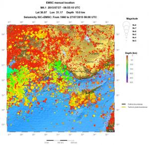 regional depth historical seismicity