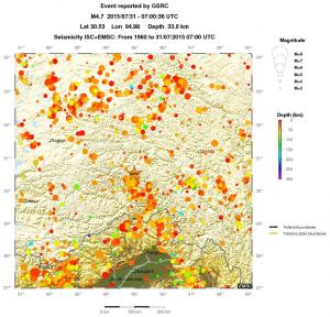 regional depth historical seismicity