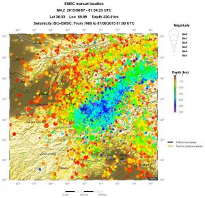 regional depth historical seismicity