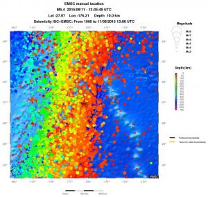 regional depth historical seismicity