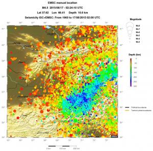 regional depth historical seismicity