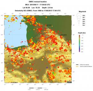 regional depth historical seismicity