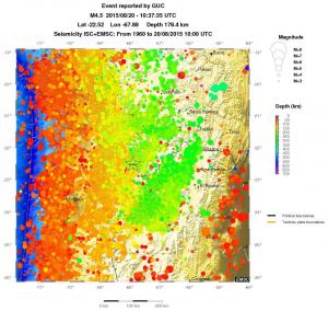 regional depth historical seismicity