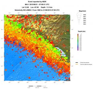 regional depth historical seismicity