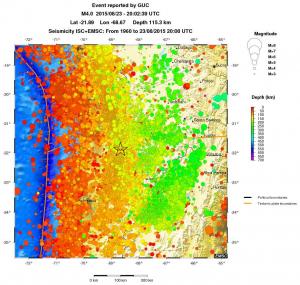 regional depth historical seismicity