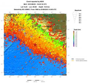 regional depth historical seismicity