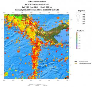 regional depth historical seismicity