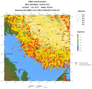 regional depth historical seismicity