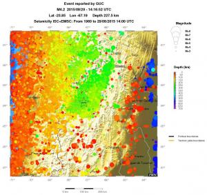 regional depth historical seismicity