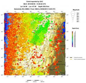 regional depth historical seismicity
