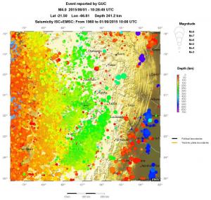 regional depth historical seismicity