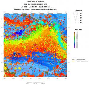 regional depth historical seismicity