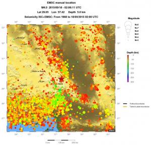 regional depth historical seismicity