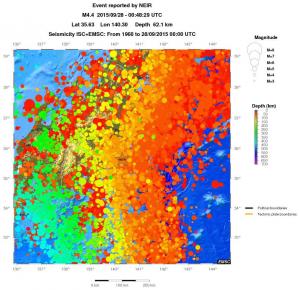 regional depth historical seismicity