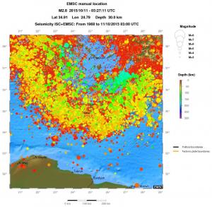 regional depth historical seismicity
