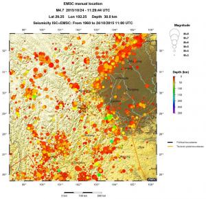 regional depth historical seismicity