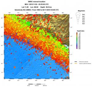 regional depth historical seismicity