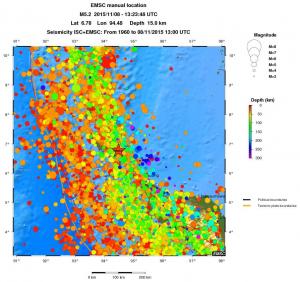 regional depth historical seismicity
