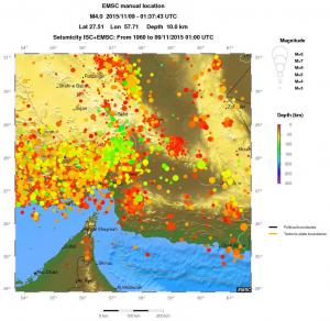 regional depth historical seismicity