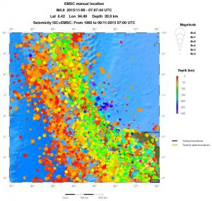 regional depth historical seismicity