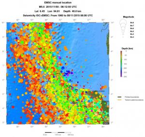 regional depth historical seismicity