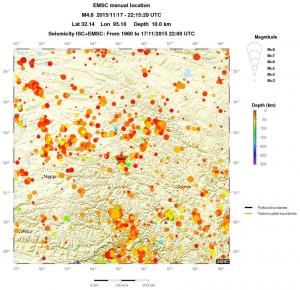 regional depth historical seismicity
