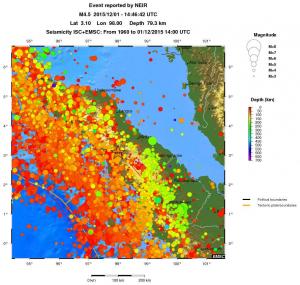 regional depth historical seismicity