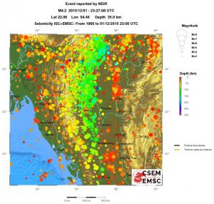 regional depth historical seismicity
