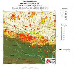 regional depth historical seismicity