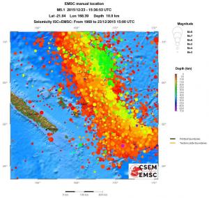 regional depth historical seismicity