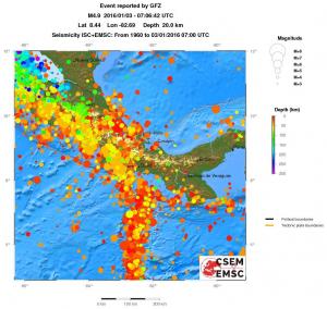 regional depth historical seismicity