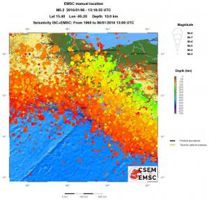 regional depth historical seismicity