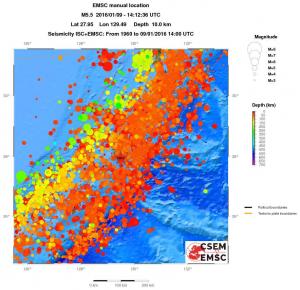 regional depth historical seismicity