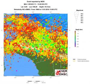 regional depth historical seismicity